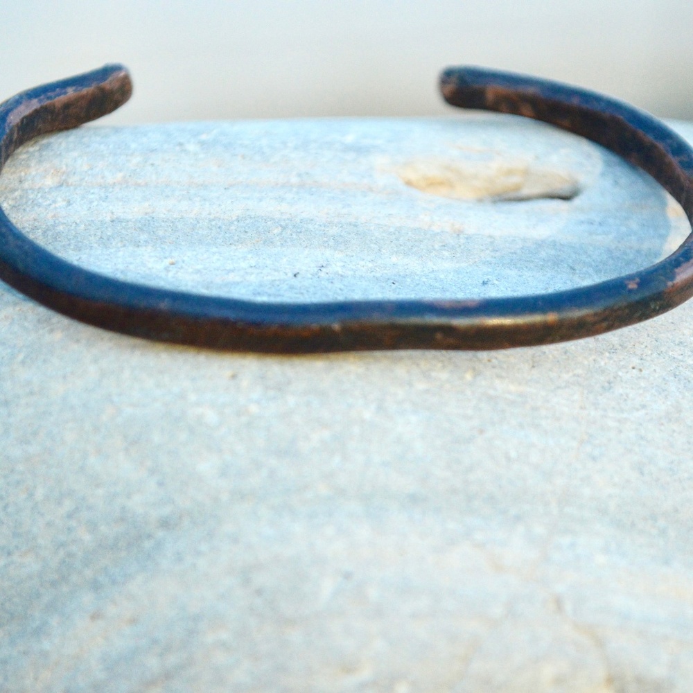 Copper Patina Cuff Bracelet Solid Pure Bracelet Handmade Rustic - Picture 1 of 4